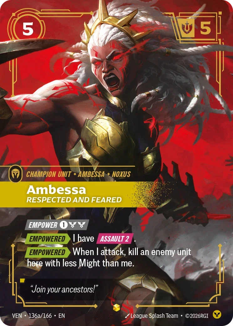 Ambessa, Respected and Feared VEN-136A/166 Riftbound Vendetta