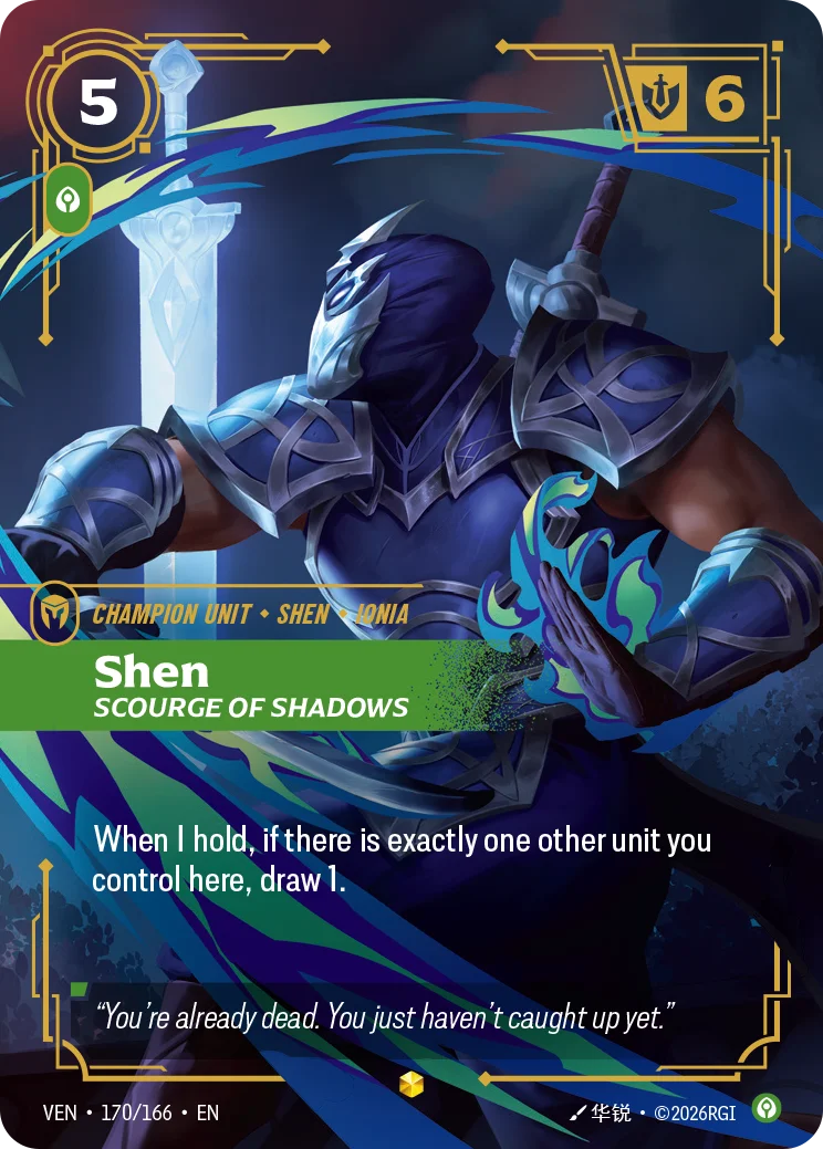 Shen, Scourge of Shadows VEN-170/166 Riftbound Vendetta