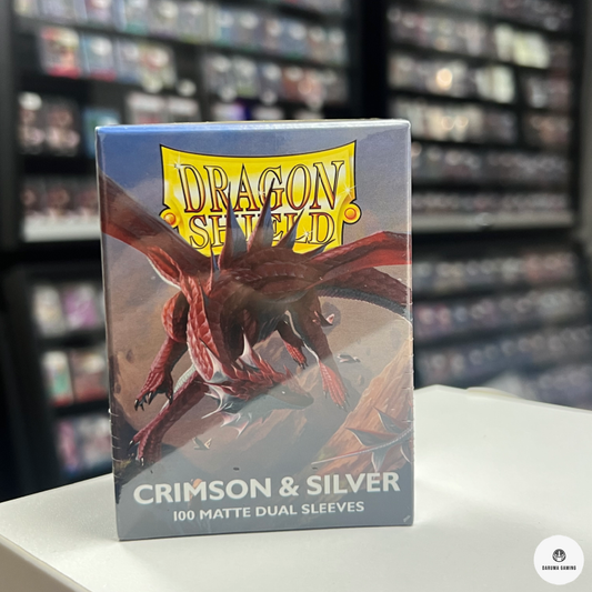 Dragon Shield Crimson & Silver Matte Dual Sleeves (100 Sleeves)