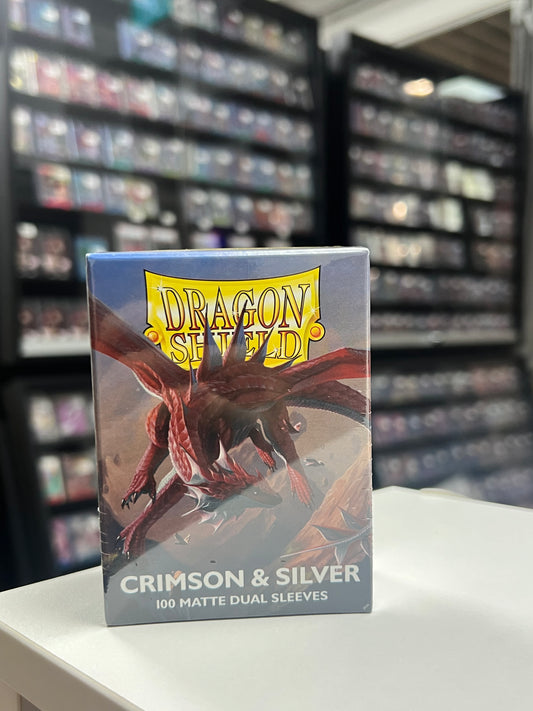 Dragon Shield Crimson & Silver Matte Dual Sleeves (100 Sleeves)