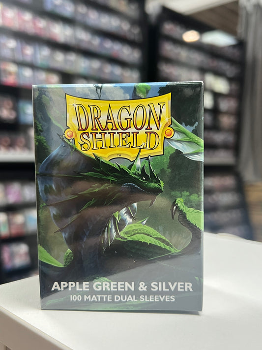 Dragon Shield Apple Green & Silver Matte Dual Sleeves (100 Sleeves)