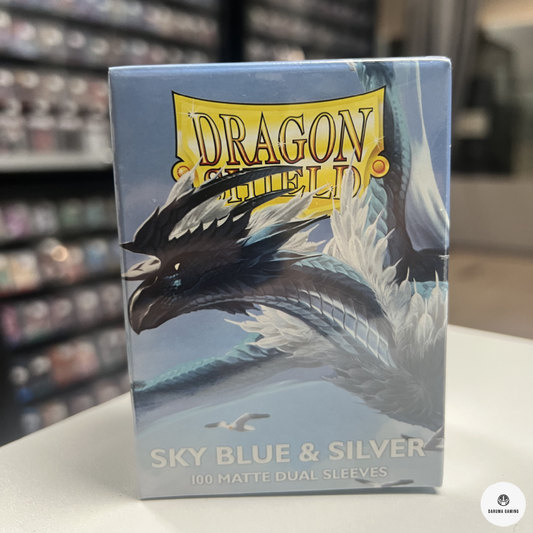 Dragon Shield Sky Blue & Silver Matte Dual Sleeves (100 Sleeves)