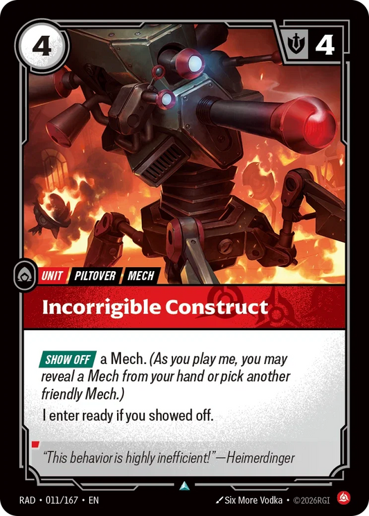 Incorrigible Construct (Foiled) RAD-011/167 (Foiled) Riftbound Radiance