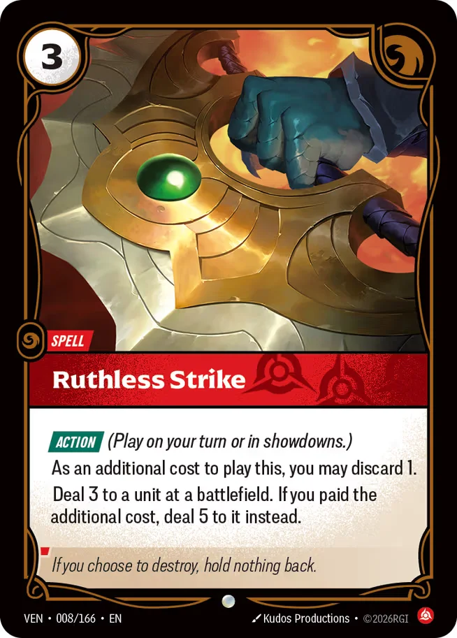 Ruthless Strike VEN-008/166 (Foiled) Riftbound Vendetta