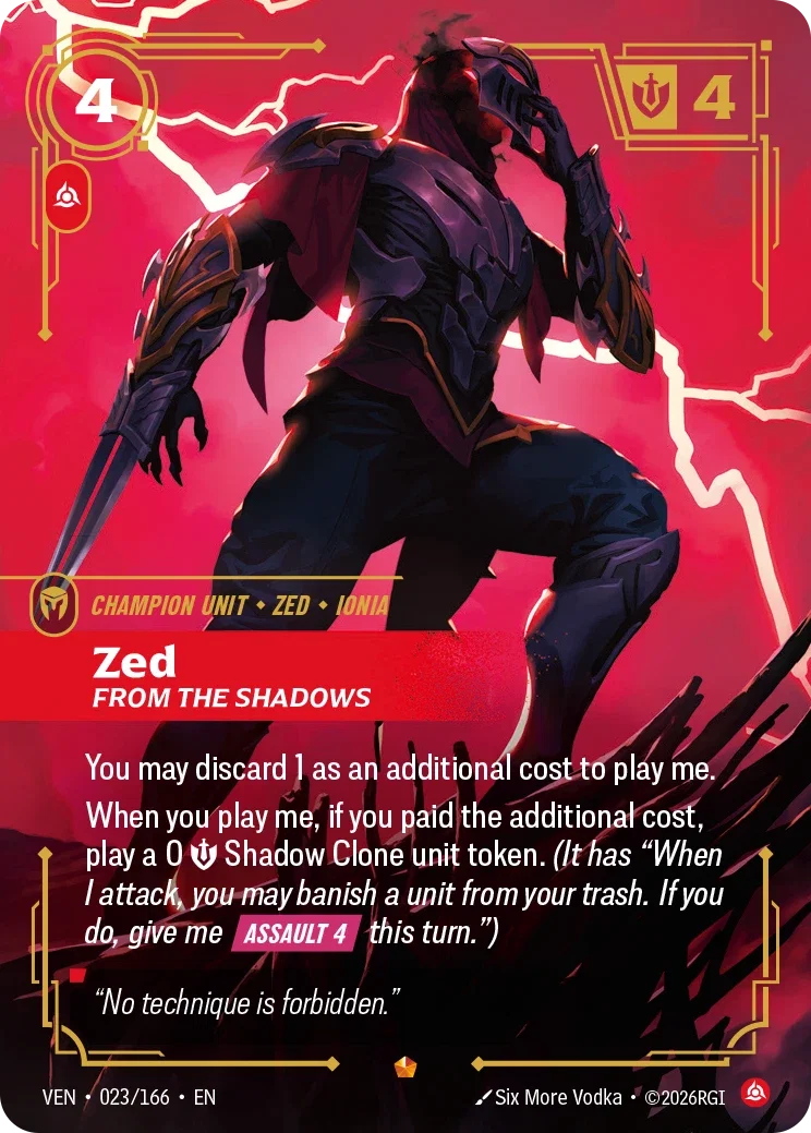 Zed, From the Shadows VEN-023/166 Riftbound Vendetta