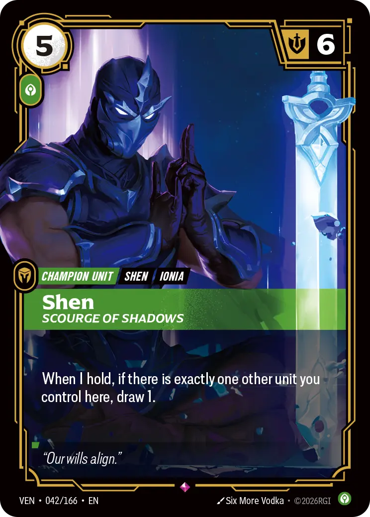 Shen, Scourge of Shadows VEN-042/166 Riftbound Vendetta