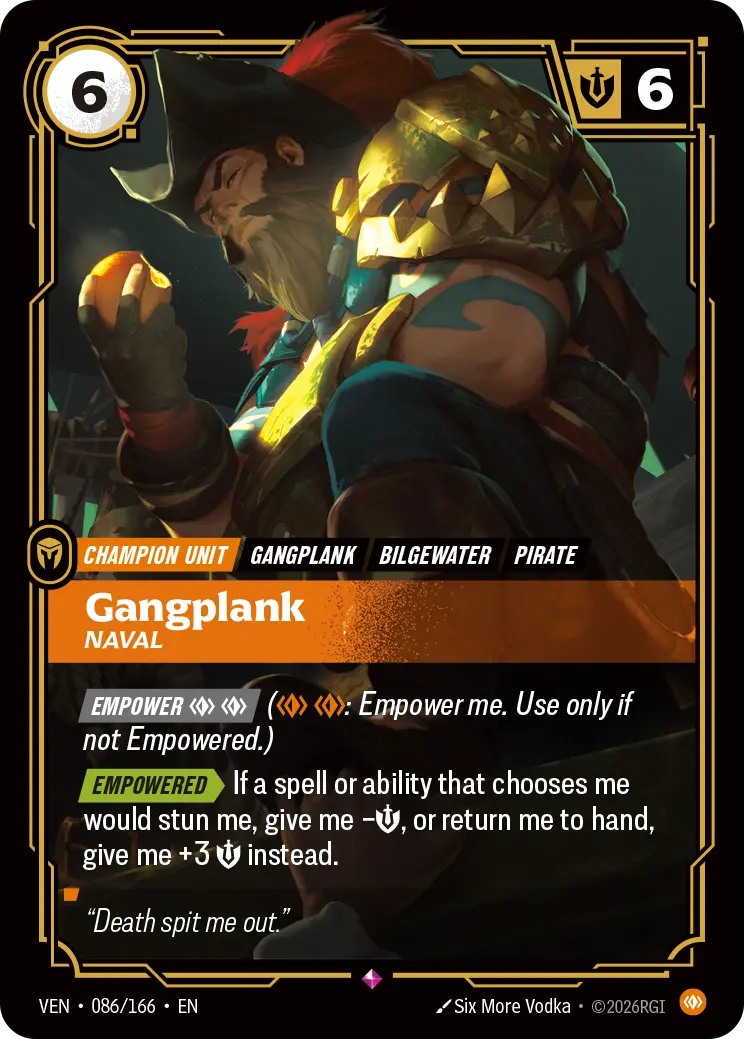 Gangplank, Naval VEN-086/166 Riftbound Vendetta