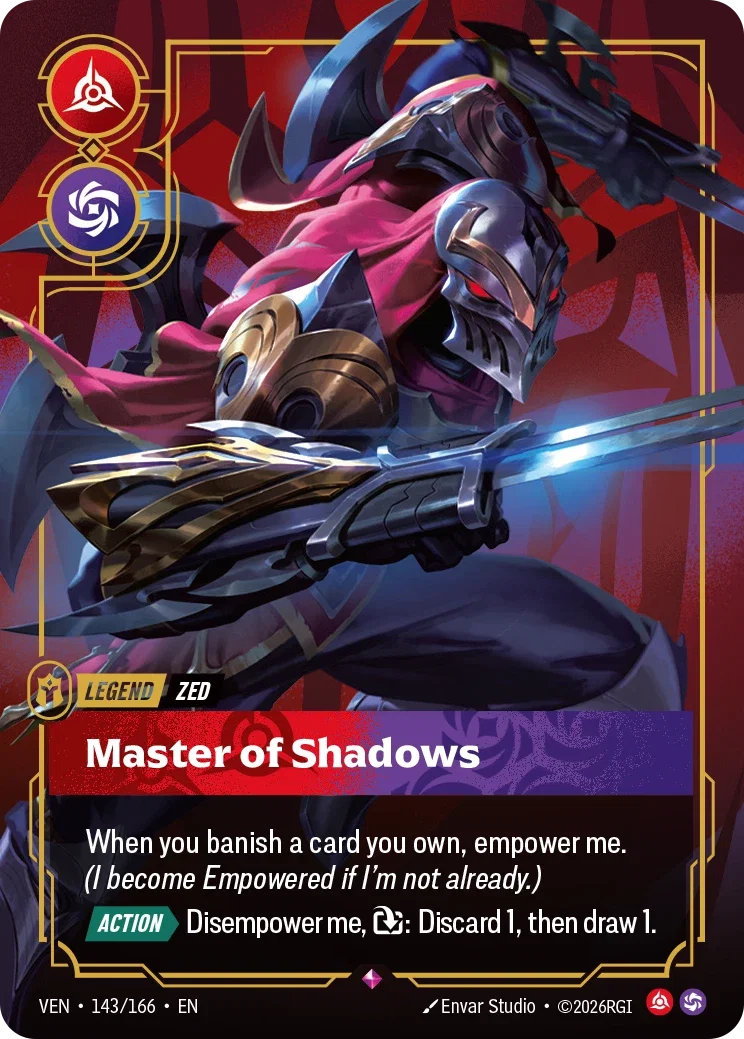 Zed, Master of Shadows VEN-143/166 Riftbound Vendetta